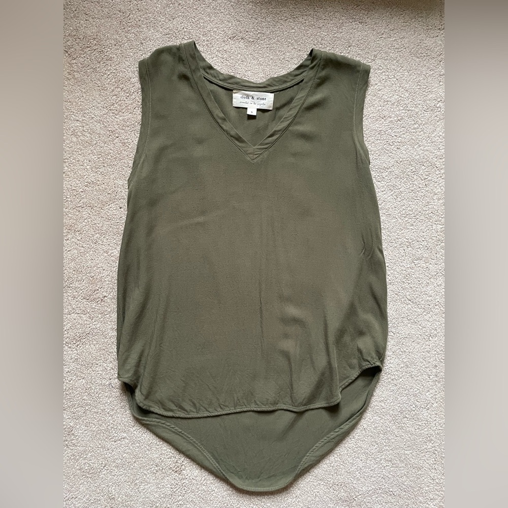 CLOTH & STONE Shirt Tank Top Olive Green Sleeveless Relaxed Women's Size Small